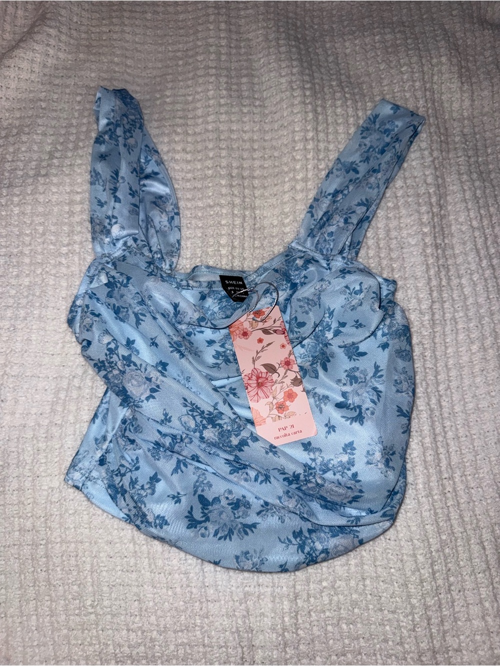 SHEIN Light Blue Floral Square Neck Camisole